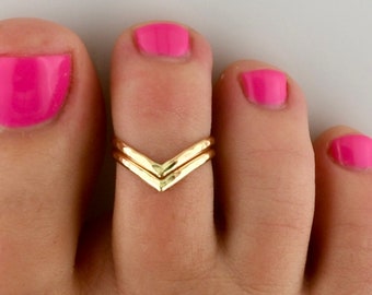 Double V • Adjustable Toe Ring • Toe Ring • Midi Ring • Toe Rings • V Ring • Gold Toe Ring • Minimalist Ring • Simple Ring • TRA16