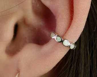 Opal Dots • Ear Cuff • Ear Cuffs • Opal Ear Cuff • Sterling Ear Cuff • Opal Ear Cuffs • Opal Jewelry • Ear Cuff for Her • Round Opals