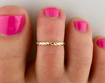 Toe Ring Gold Filled Braid Sized Fitted Round Non Adjustable Jewelry for The Toes