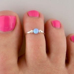Opal Bead Adjustable Toe Ring Toe Ring Toe Rings Opal Midi Ring Opal Jewelry Opal Ring Opal Toe Ring Gift for Her TRA82 image 3