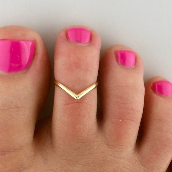 V • Adjustable Toe Ring • V Ring • Chevron Ring • Midi Ring • Toe Rings • Minimalist Ring • Toe Ring • Simple Ring • Gold Toe Ring • TRA14