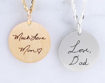 Actual Handwriting Necklace • Real Handwritten Jewelry • Memorial Necklace • Fingerprint Necklace • Memorial Gift • Loss Gift • Gift for Mom