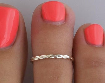 Geflochtener Zehenring, Sterling Silber, Gold Filled oder Roségold, Individuell an Ihren Zeh angepasst, TR04