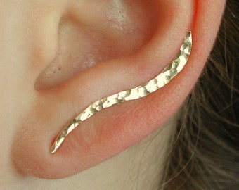 Hammered Wave • Ear Climber • Minimalist Pins • Ear Climbers • Gold Ear Climbers • Gold Ear Climbers • Minimalist Earrings • Earrings • EP04