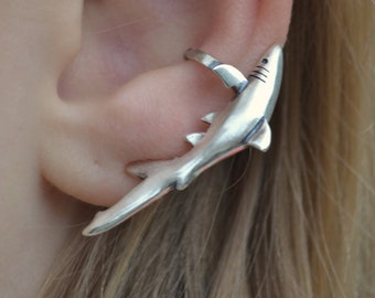 Shark • Ear Cuff • Ear Cuffs • Shark Ear Cuffs • Shark Jewelry • Middle Fit Ear Cuff • Non Pierced Ear Jewelry • Non Pierced • EC413