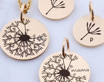 Dandelion Mother and Daughter Necklace • Personalized Dandelion Necklace • Birth Flower Engraved Necklace  • Mothers Day Gift • Gift for Mom