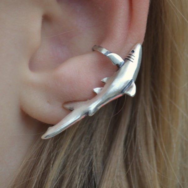 Shark • Ear Cuff • Ear Cuffs • Shark Ear Cuffs • Shark Jewelry • Middle Fit Ear Cuff • Non Pierced Ear Jewelry • Non Pierced • EC413