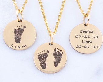 Actual Footprint Necklace • Personalized Footprint to Handprint Necklace • Mother or Baby Gift • Footprint Charm • Mothers Day Gift