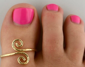 Swirly • Big Toe Ring • Sized Toe Ring • Adjustable Toe Ring • Toe Ring • Woman's Toe Ring • Gold Toe Rings • Statement Ring • TR32-H-XL