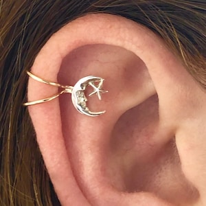 Moon • Ear Cuff • Ear Wrap • Celestial Ear Cuff • Moon Jewelry • Helix Ear Cuff • Ear Wrap • No Piercing • Fake Piercing • EC812