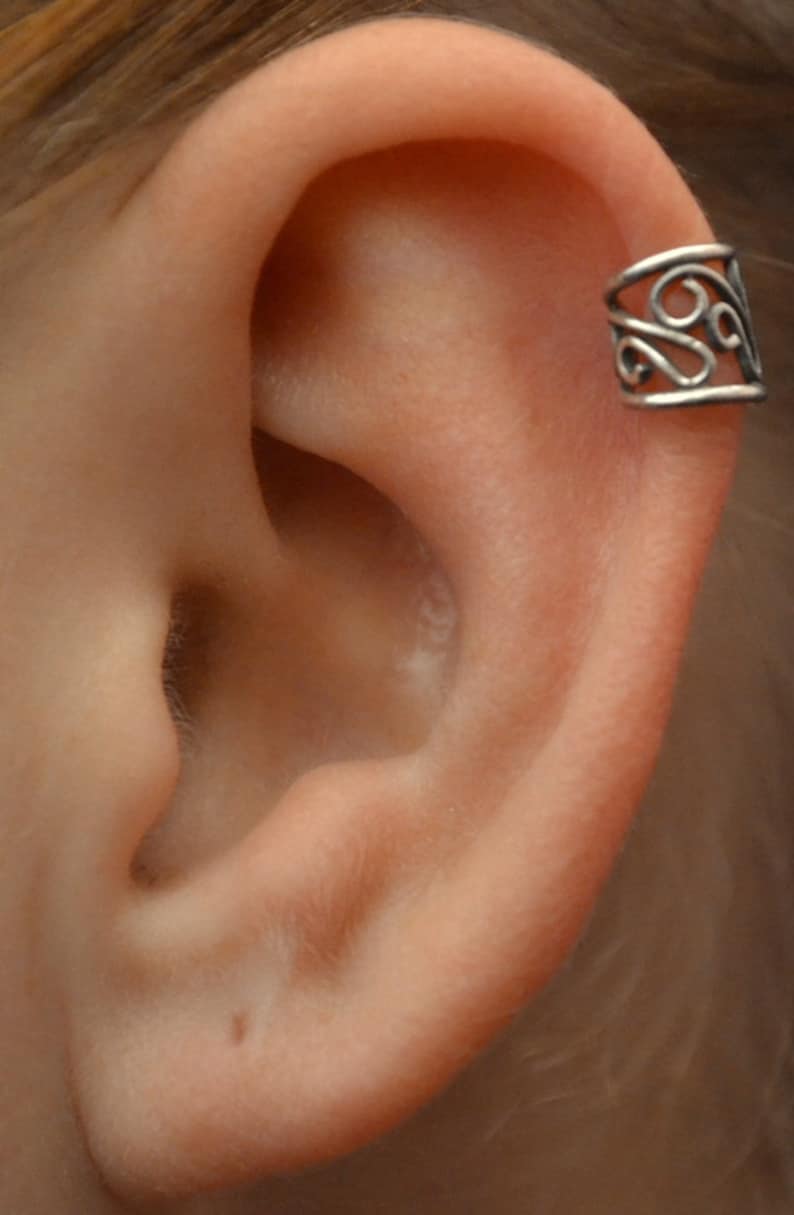 Filigree Ear Cuff Helix Ear Cuff Cartilage Earring Ear Wrap Non Pierced Silver Ear Cuff Fake Piercing Gold Ear Cuff EC603 image 2
