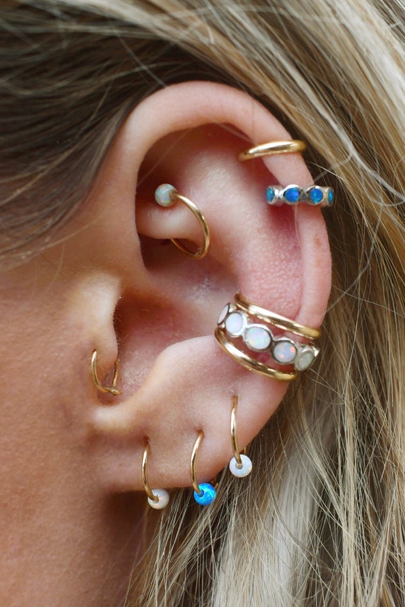 Ear Cuffs Select an Ear Cuff Opal Ear Cuffs Stackable Ear Cuff Opal Ear Cuff Silver Ear Cuff Opal Jewelry Birthday Gift image 1