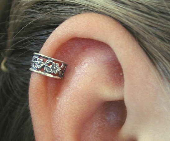 Floral Lace • Ear Cuff • Non Pierced Ear Cuff • Sterling Ear Cuff 