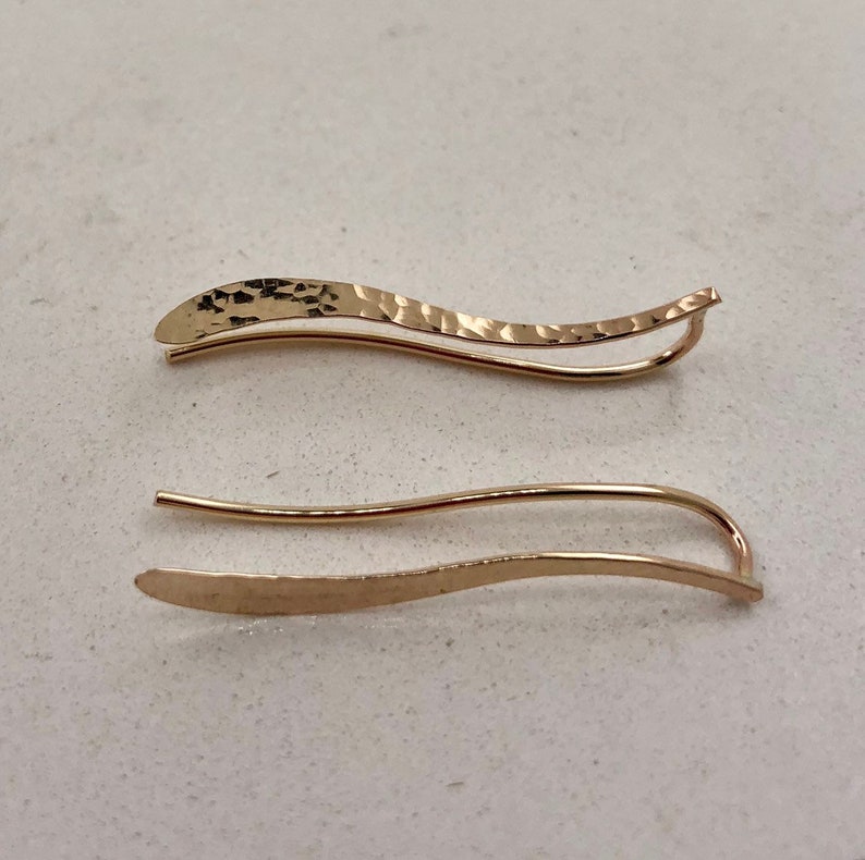 Hammered Wave Ear Climber Hammered Ear Climber Minimalist Ear Climber Ear Crawler Up the Ear Earring Gift for Her EP04 image 5