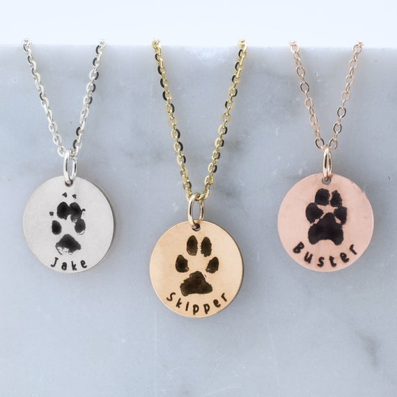 Your Dog's Actual Paw Print Necklace Pet Loss Memorial - Etsy | Paw print  necklace, Paw print pendant, Personalized pet jewelry