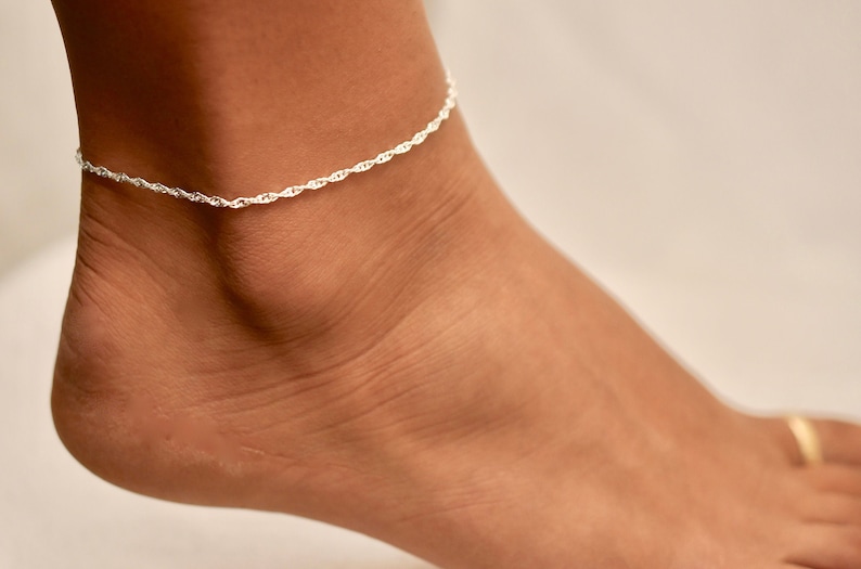 Simple Sparkling Anklet• Layered Anklet• Anklets for Women• Sterling Anklet•Dainty • Anklet• Ankle Bracelet•Foot Jewelry•Anklet•ANK01 