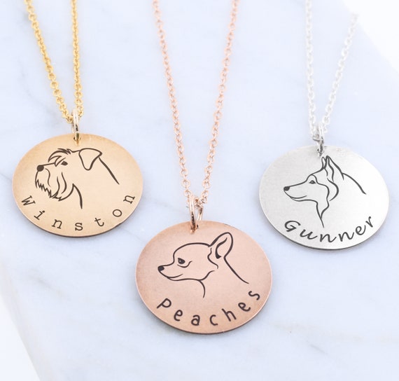 Custom Engraved Dog Necklace Select Your Breed Personalized Dog