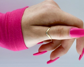 V • Thumb Ring • Gold Thumb Ring • Chevron Thumb Ring • Thumb Rings • Thumb Rings for Women • Dainty Rings • Minimalist Rings • TR14