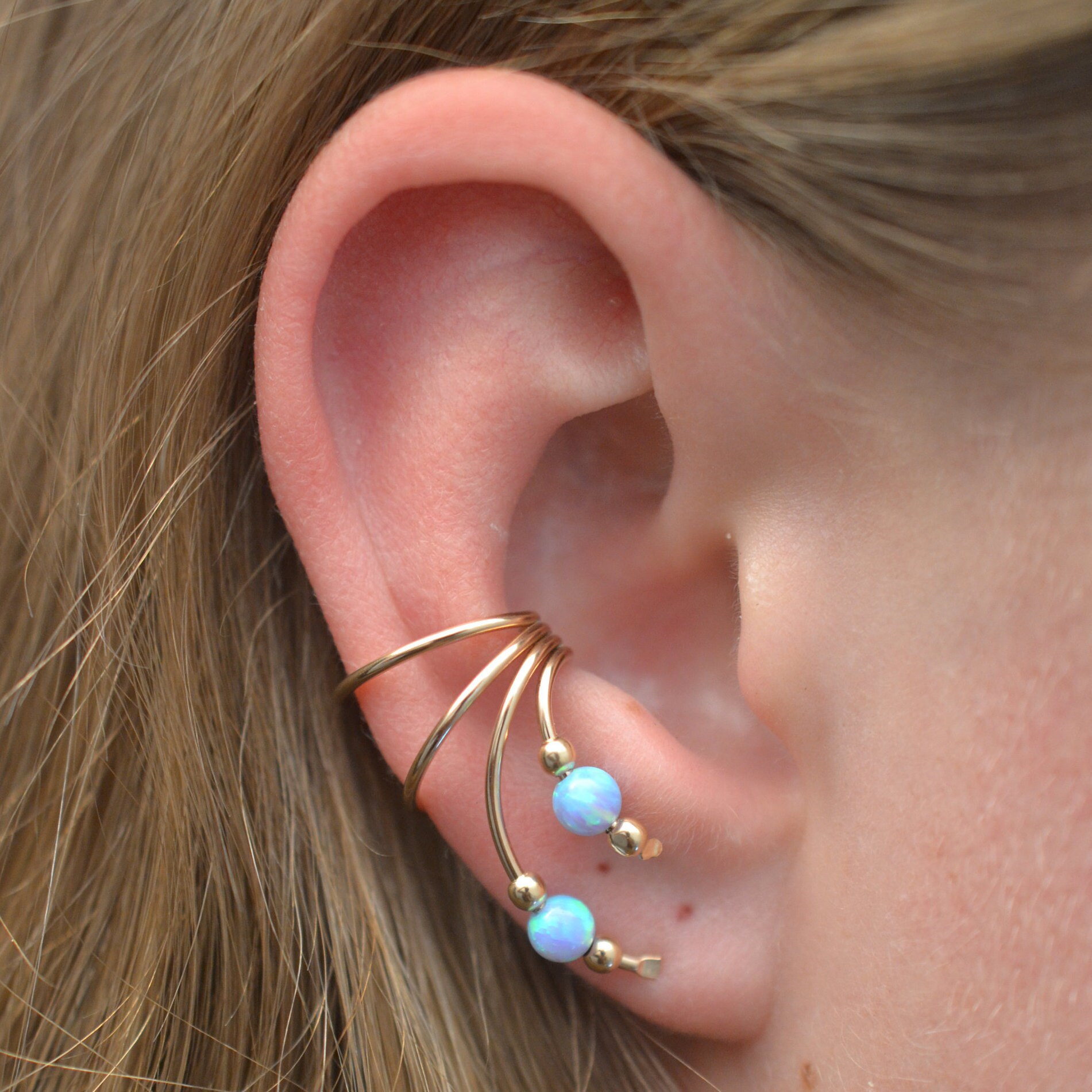 Opal Ear Cuff Ear Wrap Minimalist Ear Cuff Silver Ear Etsy