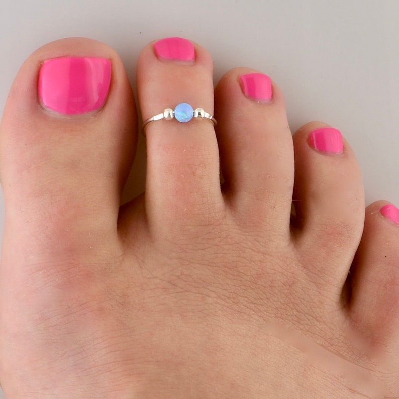 Opal Bead Adjustable Toe Ring Toe Ring Silver Toe Ring Minimalist Ring Midi Ring Gold Toe Ring Opal Toe Rings TRA82 image 3