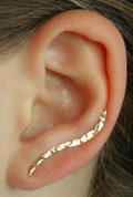 Hammered Ear Climber • Sterling Silver, Gold Filled • Only One Piercing Needed