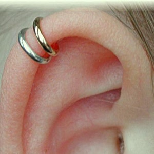 Double Band Pierced Ear Cuff Ear Cuff Ear Wrap Cartilage Earring Helix Earring Ear Cuff Piercing Helix Piercing image 1