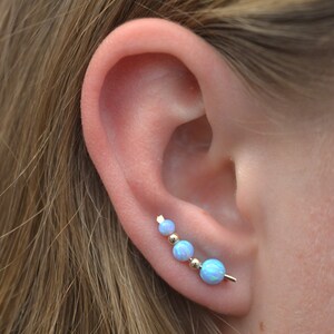 Blue Opal Mini • Ear Climber • Ear Cuff • Ear Climbers • Ear Crawlers • Ear Cuffs • Earring Ear Pin • Gift for Her • Opal Earrings • EP20-BO