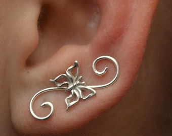 Swirly Butterfly • Ear Climber • Earring • Ear Pin • Ear Climbers • Gold Filled and Sterling Silver • Ear Pins • EP23-BTFL