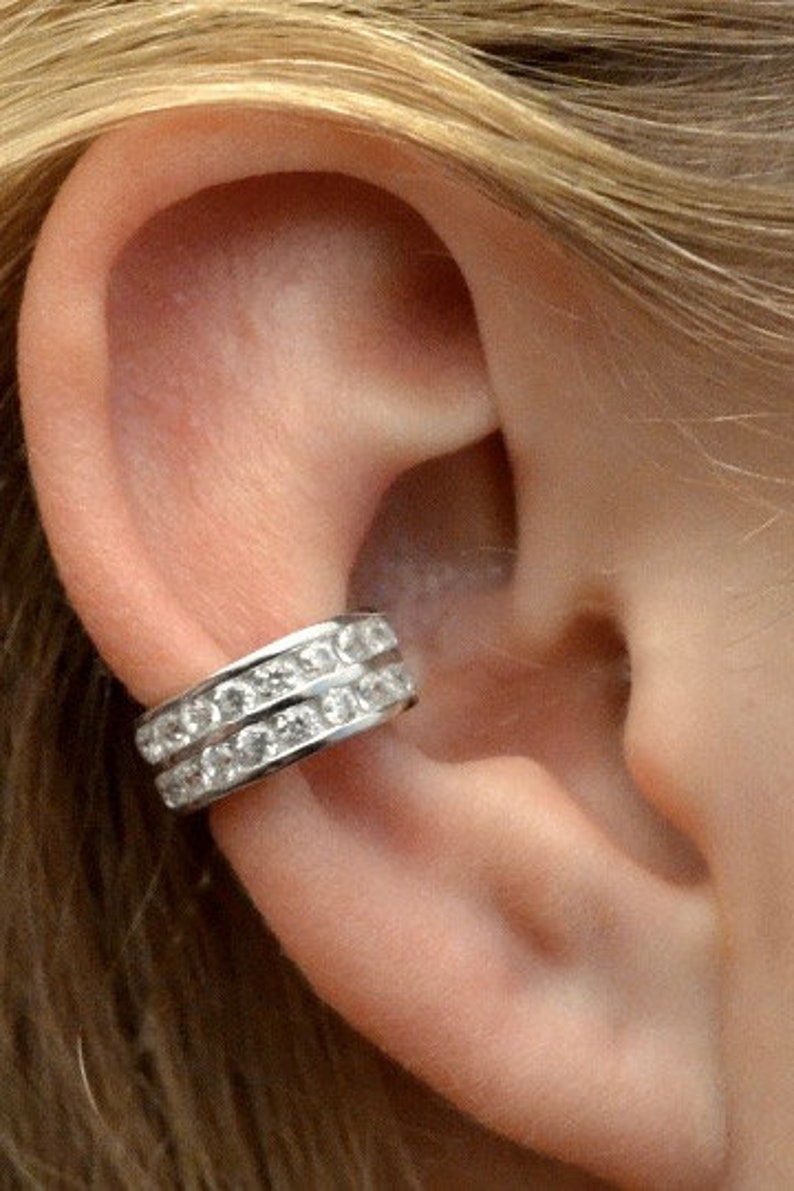 Double Row Channel Set Ear Cuff Diamond Ear Cuff Ear Cuff Etsy