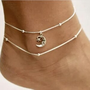 Moon Anklet Set • Anklets • Moon Anklets • Ankle Bracelets • Anklets for Women • Celestial Anklets • Anklet Set • Gift for her • ANK02