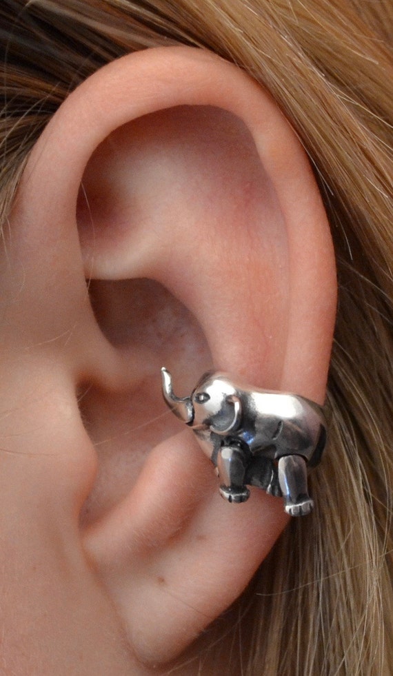 Cute Elephant Ear Cuff Sterling Silver or Gold Vermeil Ear Jewelry Ear Cuffs  Non Pierced Ear Cuff Middle Fit - Etsy