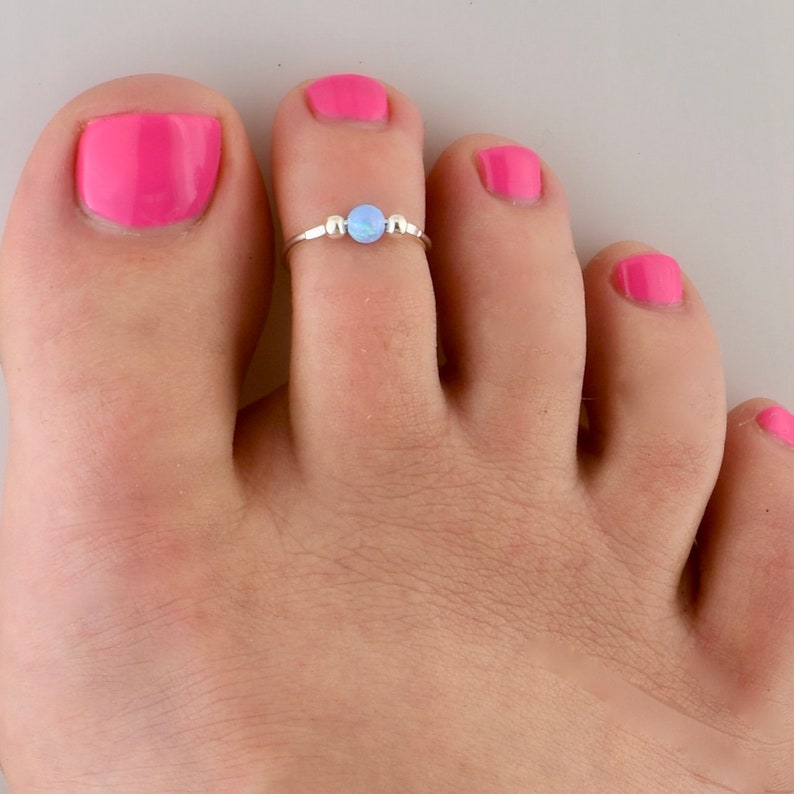 Opal Bead Adjustable Toe Ring Toe Ring Toe Rings Opal Midi Ring Opal Jewelry Opal Ring Opal Toe Ring Gift for Her TRA82 image 3