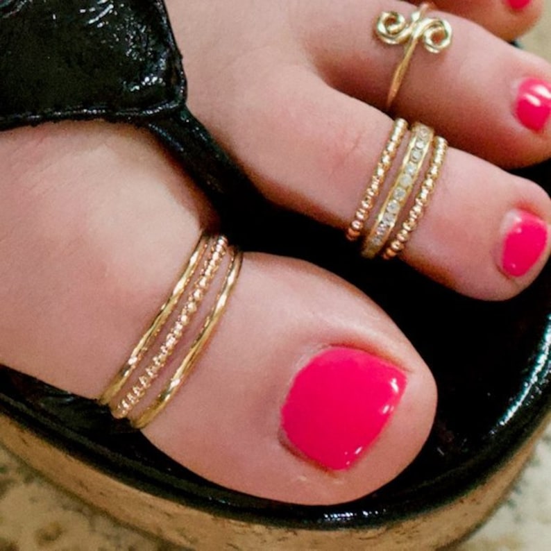 Sized Gold Toe Rings Pick One Style -Minimalist Ring Big Toe Ring Toering Toe Ring Toe Rings Dainty Ring Statement Ring