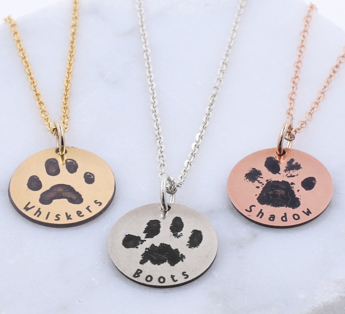 Actual Cat Paw Print Necklace Custom Real Cat Print Jewelry Etsy