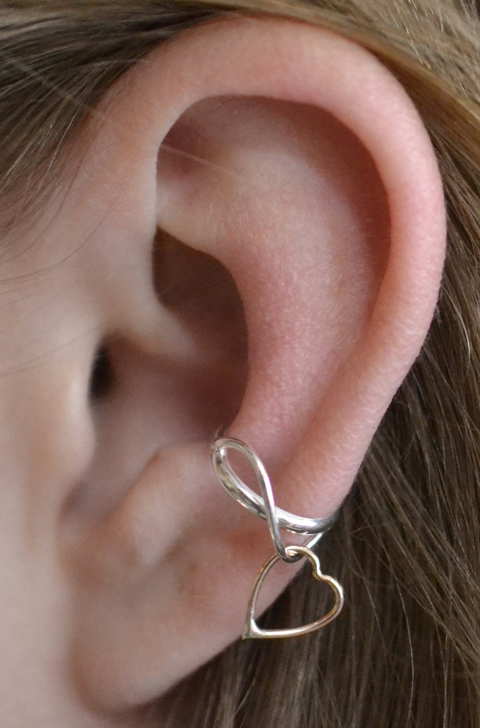 Ear Cuff Dangle Heart 14K Gold Filled or Sterling Silver Etsy