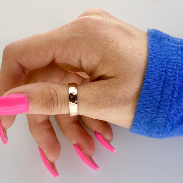 Bold Hammered Thumb Ring • Rose Gold, Sterling Silver, or Gold Filled • Gold Ring • Sized to Fit You • TH03-H