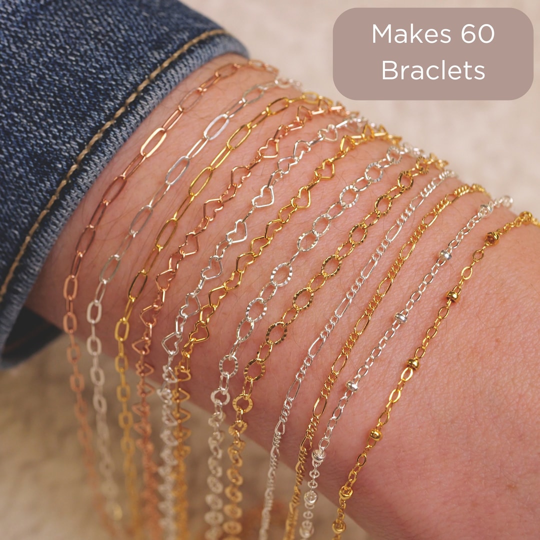Permanent Jewelry Starter Kit 60 Bracelet Kit 12 Different Chain Styles Included 14k Gold