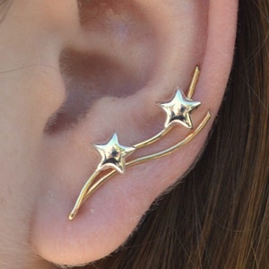Stars • Ear Climber • Stars Earring • Stars Jewelry • Ear Crawler • Up the Ear Earring • Minimalist Ear Climber • Sterling Ear Climber •EP16