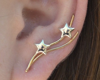 Stars • Ear Climber • Stars Earring • Stars Jewelry • Ear Crawler • Up the Ear Earring • Minimalist Ear Climber • Sterling Ear Climber •EP16