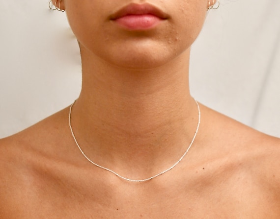 Dainty sterling silver choker best sale necklace