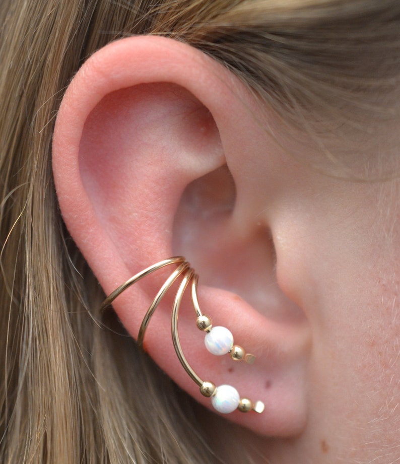 Opal Ear Cuff Ear Wrap Minimalist Ear Cuff Silver Ear Etsy