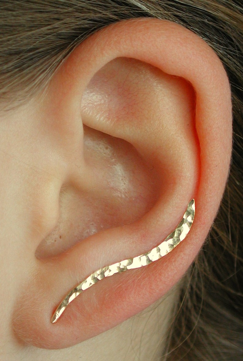 Rose Ear Climber Earring Ear Pin Earcuff Ear Cuff Hand Hammered Ear Climber Ear Climber Silver Ear Climber Gold Ear Cuff