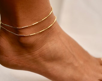 Dot Dash Anklet • Gold Vermeil • Custom Sized • ANK05