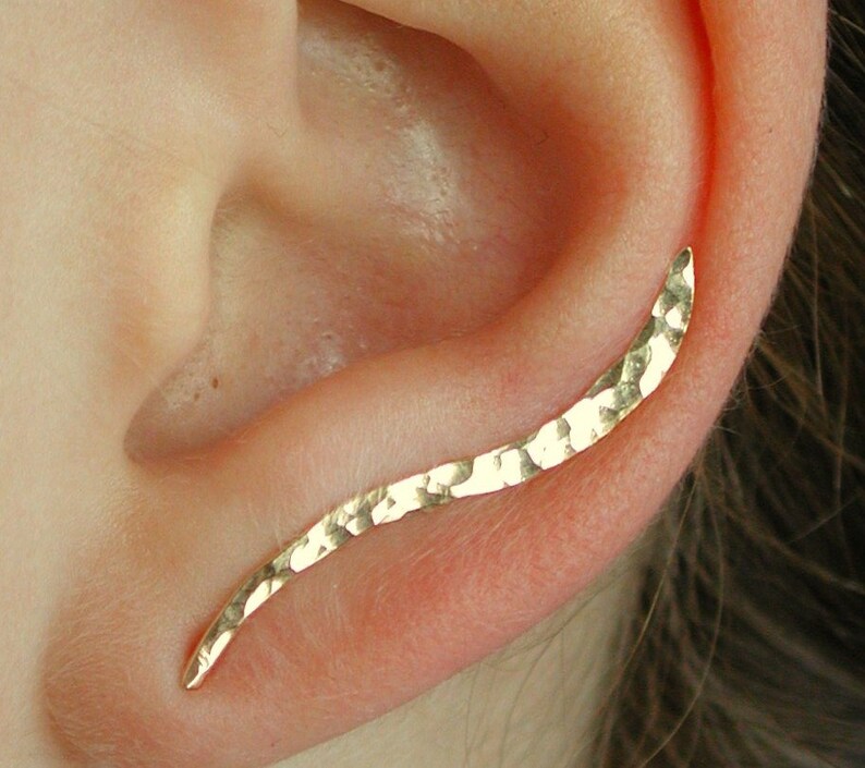 Rose Ear Climber Earring Ear Pin Earcuff Ear Cuff Hand Hammered Ear Climber Ear Climber Silver Ear Climber Gold Ear Cuff