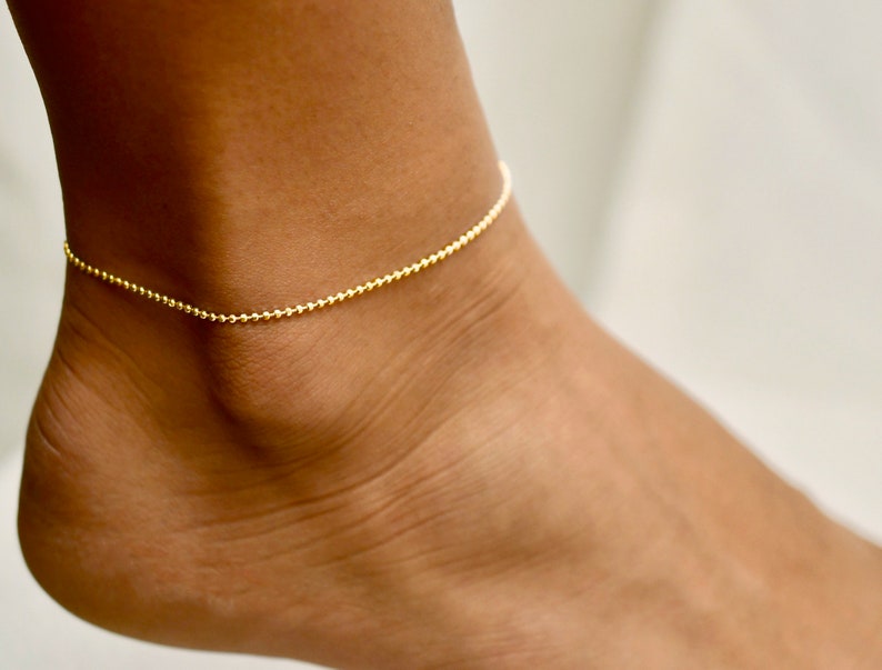 Ball Chain Anklet Gold Anklets Silver Anklets Anklet Etsy