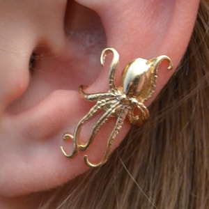 Ear Cuff • Octopus Ear Wrap • Ear Wrap • Gold Ear Cuff • Gold Ear Wrap • Silver Ear Cuff - Silver Ear Wrap - non pierced - no piercing EC416