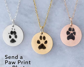 Sterlingzilveren ketting met hondenpootafdruk • Gepersonaliseerde huisdierherdenkingssieraden