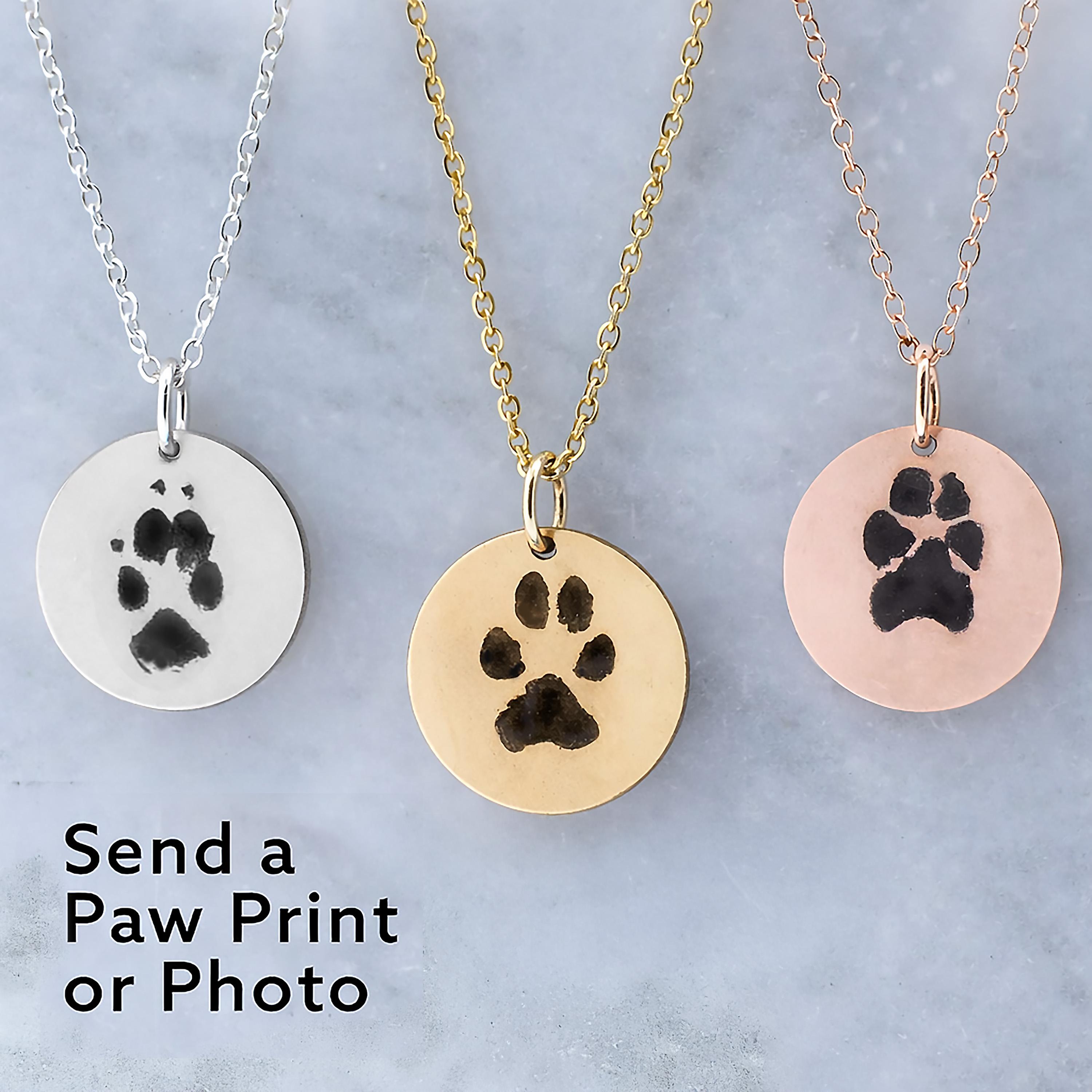 Sterling Silver Dog Paw Print Necklace • Personalized Pet Memorial ...