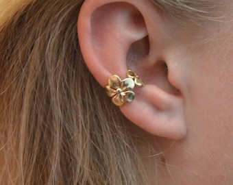 Plumeria Ear Cuff Gold Vermeil, Sterling Silver, Rose Gold Vermeil Ear Cuffs  Hawaiian Ear Cuff Middle Fit EC351 - Etsy