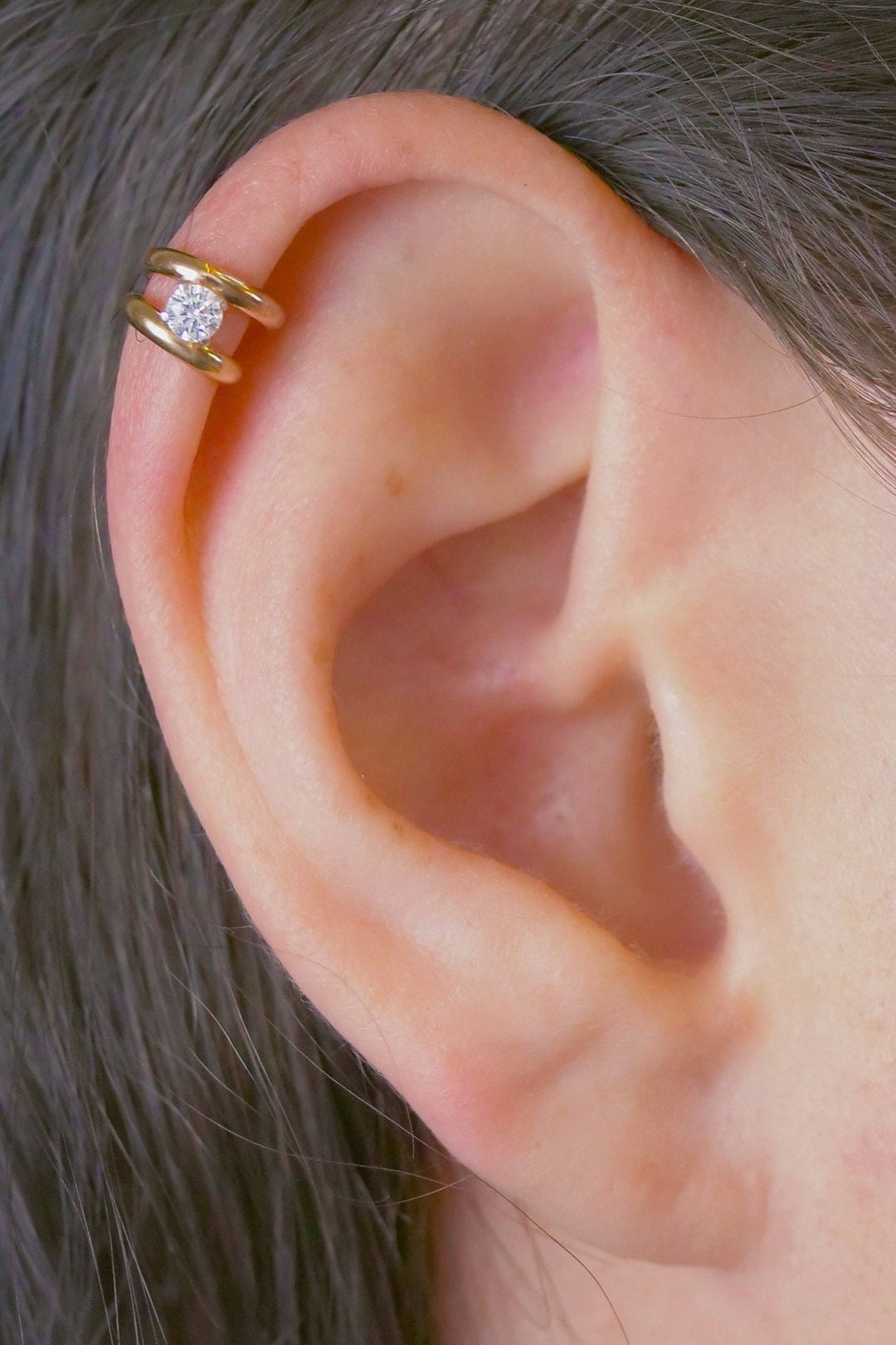 Pitchfork With CZ High Ear Cuff Ear Wrap Ear Cuff Earcuff Ear Cuffs